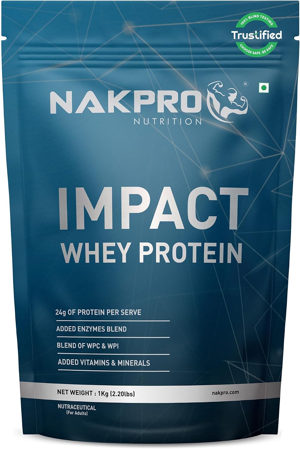 پودر پروتئین وی ناک‌پرو مدل Impact Whey، ۲۴ گرم پروتئین، ۱ کیلوگرم و طعم شکلات