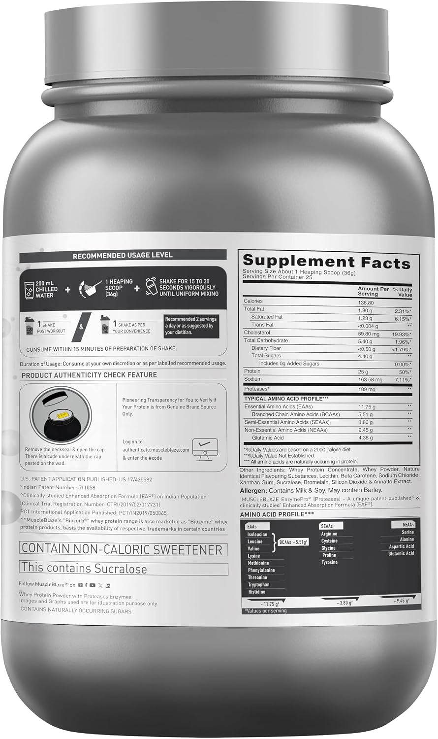 پودر پروتئین وی ماسل‌بلیز مدل Biozorb Performance Whey، ۹۰۷ گرم و طعم انبه