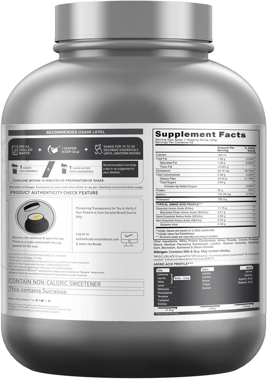 پودر پروتئین وی ماسل‌بلیز مدل Biozorb Performance Whey، ۲.۲۷ کیلوگرم و طعم شکلات غلیظ