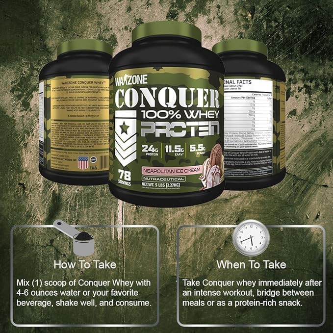 پودر پروتئین وی جنریک مدل Conquer Whey، ۲.۲۷ کیلوگرم و طعم بستنی ناپلی