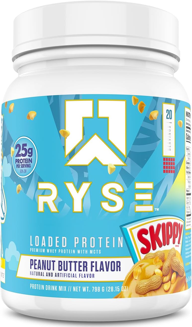 پودر پروتئین وی ایزوله رایز ساپلیمنتس مدل Loaded Whey، ۲۵ گرم پروتئین، ۲۰ سروینگ و طعم کره بادام‌زمینی اسکیپی