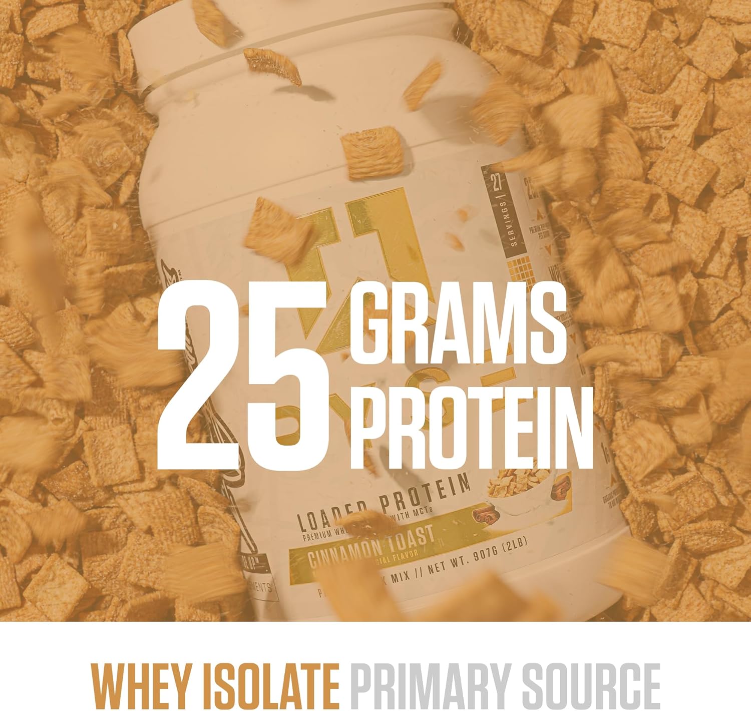 پودر پروتئین وی ایزوله رایز ساپلیمنتس مدل Loaded Whey، ۲۵ گرم پروتئین، ۲۰ سروینگ و طعم نان دارچینی