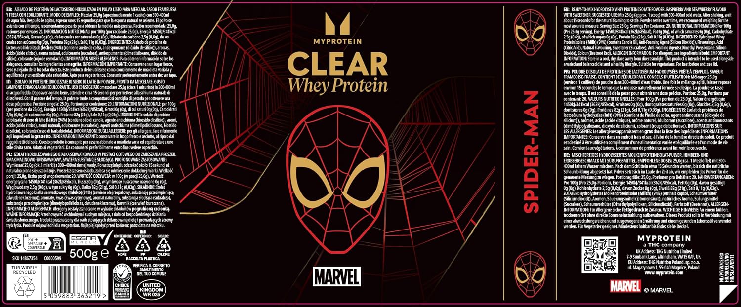 پودر پروتئین وی ایزوله مای‌پروتئین مدل Clear Whey، ۵۰۰ گرم و طعم توت‌فرنگی