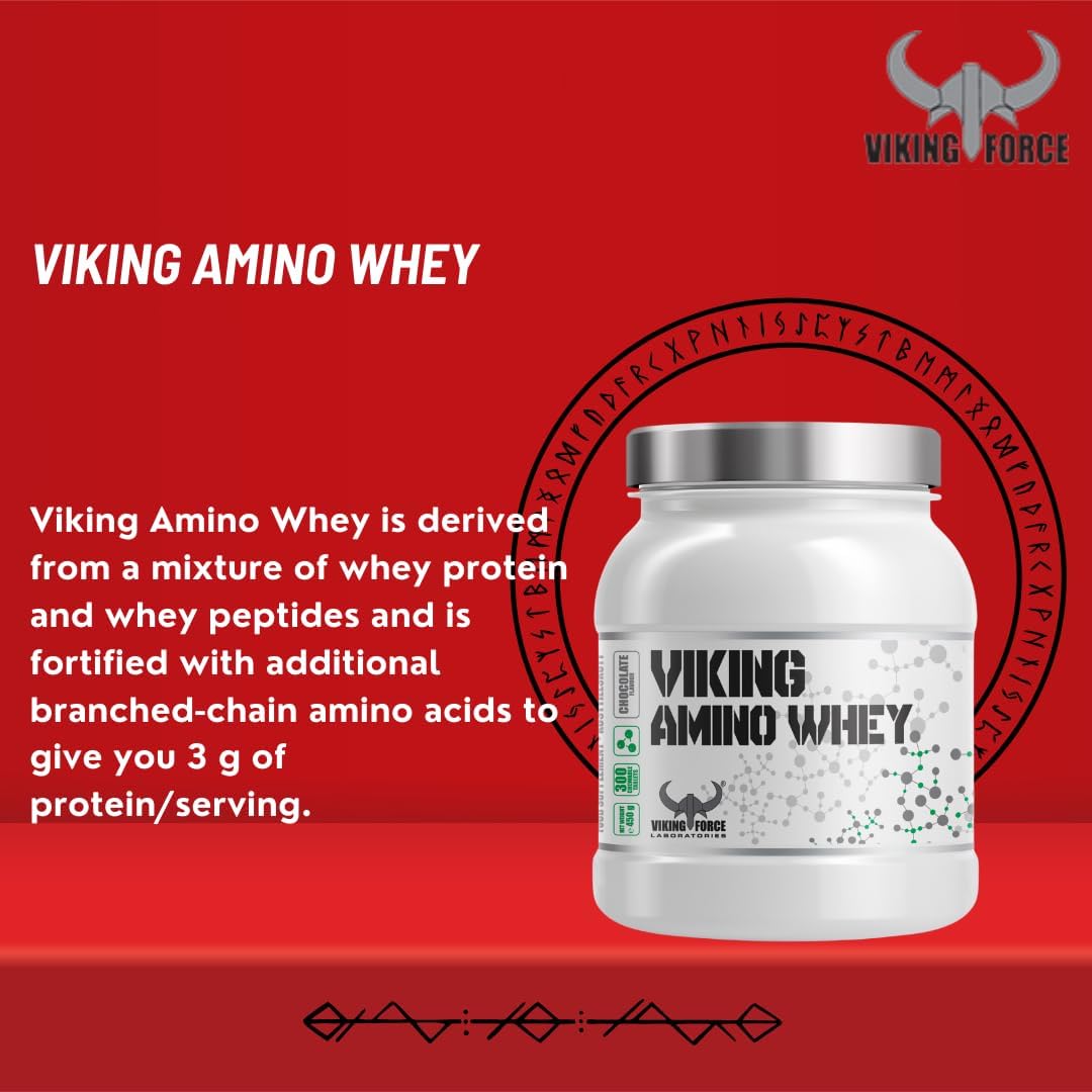 پودر پروتئین وی وایکینگ فورس مدل Amino Whey، ۳۰۰ قرص و طعم موز