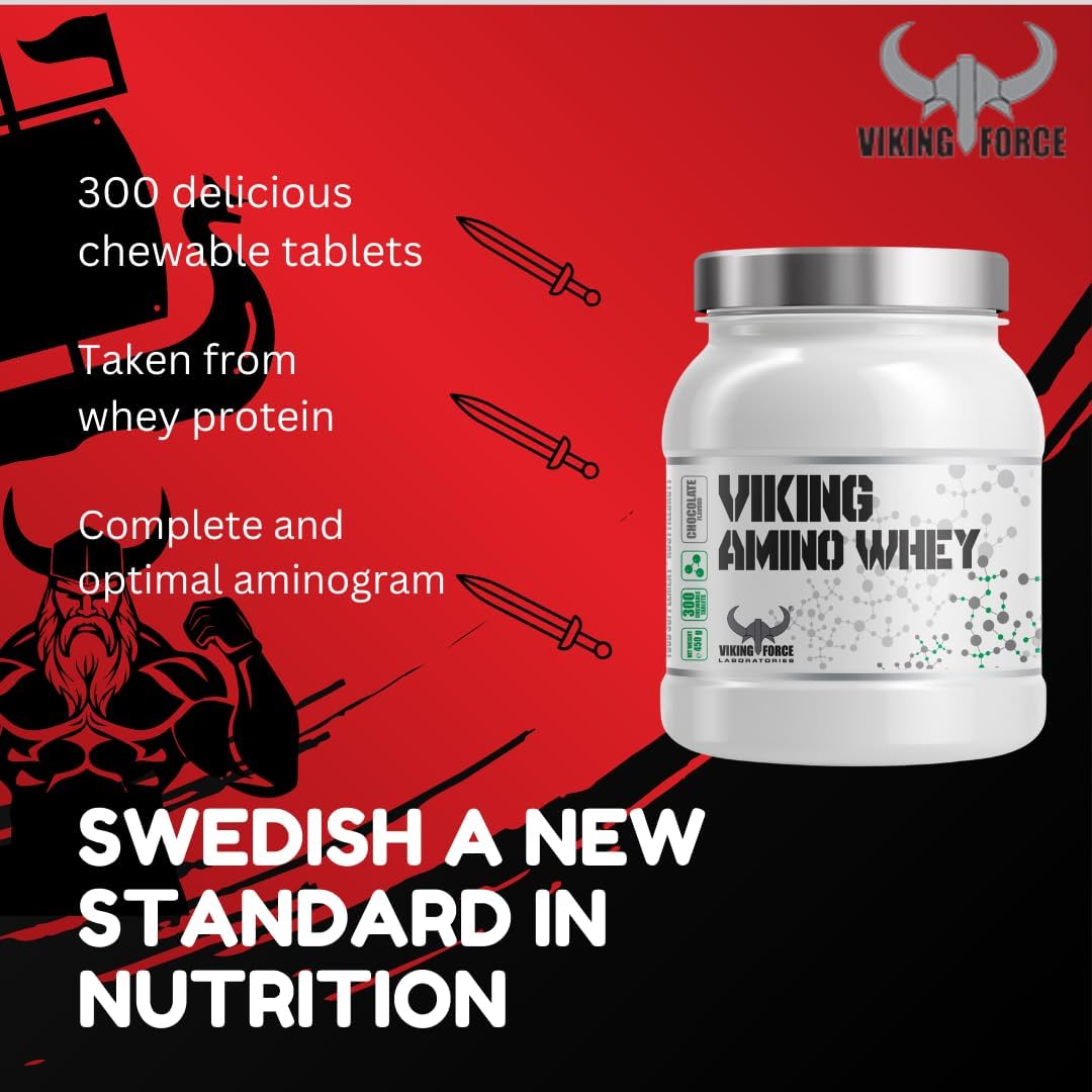 پودر پروتئین وی وایکینگ فورس مدل Amino Whey، ۳۰۰ قرص و طعم موز
