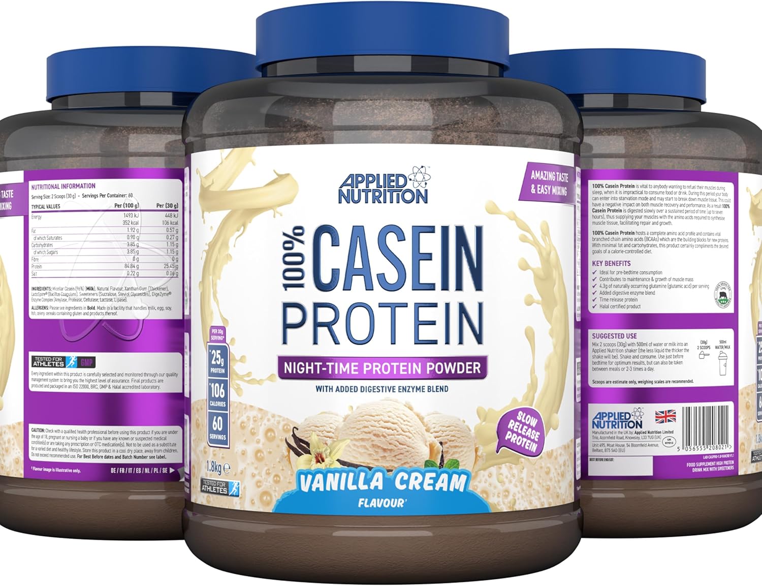 پودر پروتئین کازئین اپلاید نوتریشن مدل Casein، ۱.۸ کیلوگرم و طعم کرم شکلات