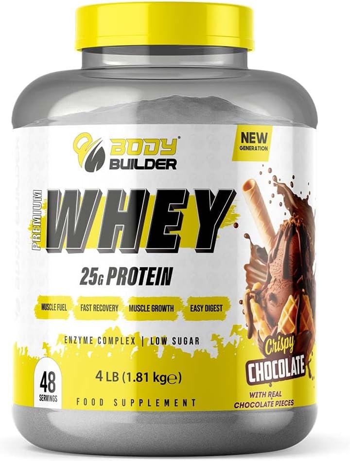 پودر پروتئین وی بادی بیلدر مدل Premium Whey، ۴ پوند و طعم شکلات