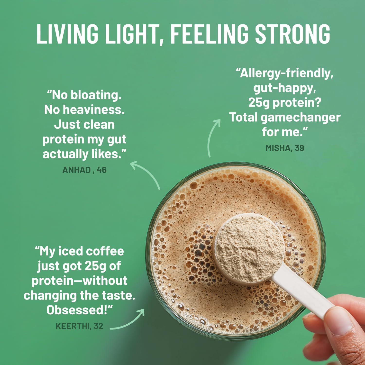 پودر پروتئین گیاهی میله مدل Millé Plant Protein، ۲۵ گرم پروتئین، بدون شکر افزوده، ۳۸ گرم و طعم قهوه فندقی