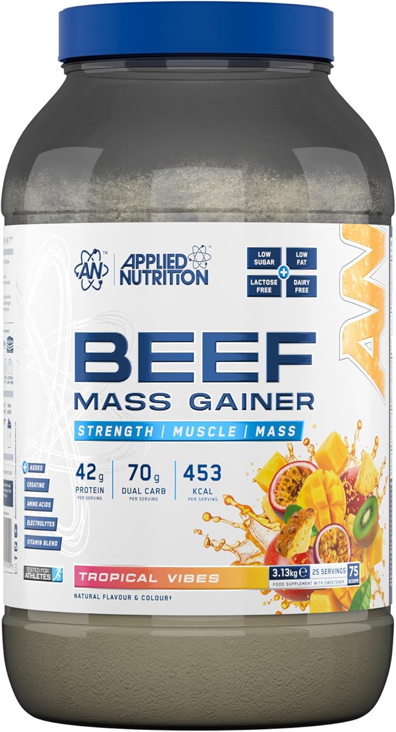 گینر افزایش وزن اپلاید نوتریشن مدل Beef Mass Gainer، ۳.۱۳ کیلوگرم و طعم میوه‌های استوایی