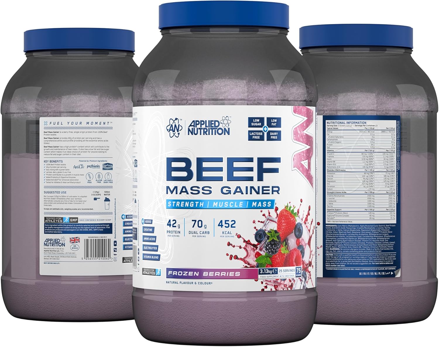 گینر افزایش وزن اپلاید نوتریشن مدل Beef Mass Gainer، ۳.۱۳ کیلوگرم و طعم بری یخ‌زده