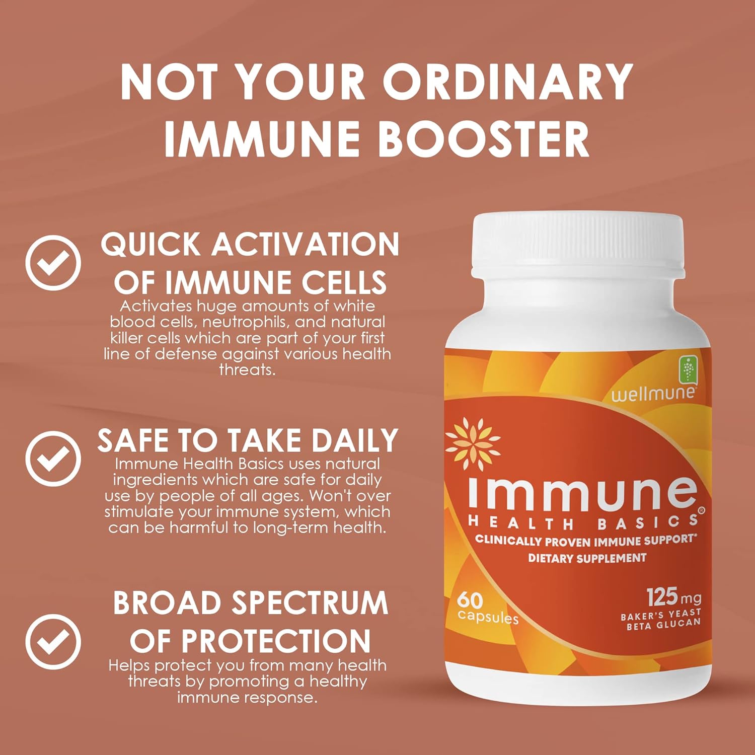 مکمل حمایت از سیستم ایمنی Immune Health Basics، 125 میلی‌گرم، 60 عدد