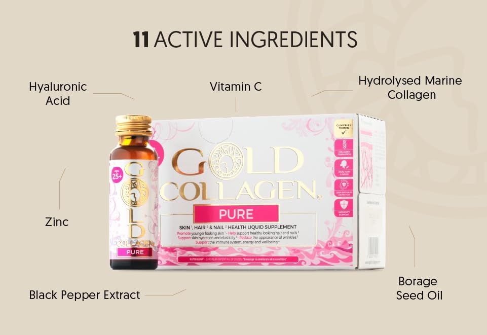 مکمل کلاژن‌ساز پوست، مو و مفاصل GOLD COLLAGEN مدل Pure، 1 بسته
