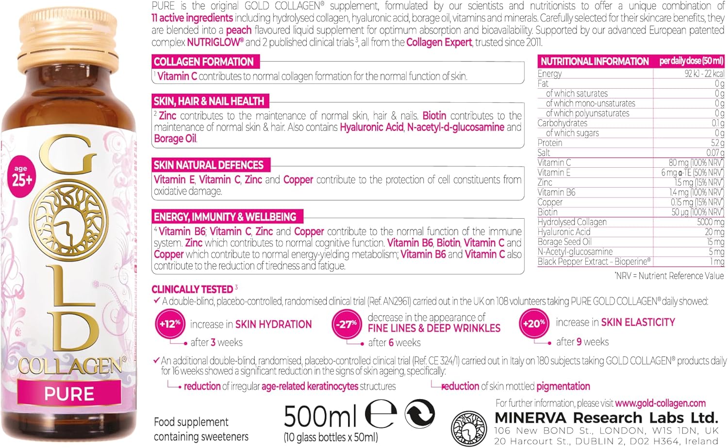 مکمل کلاژن‌ساز پوست، مو و مفاصل GOLD COLLAGEN مدل Pure، 1 بسته