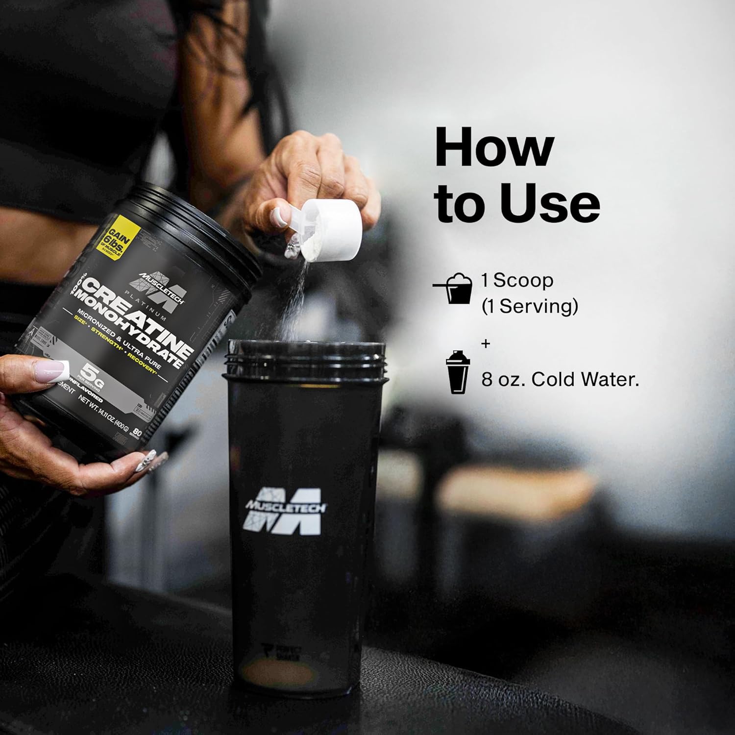 مکمل کراتین MuscleTech مدل Platinum، 400 گرم، 80 وعده
