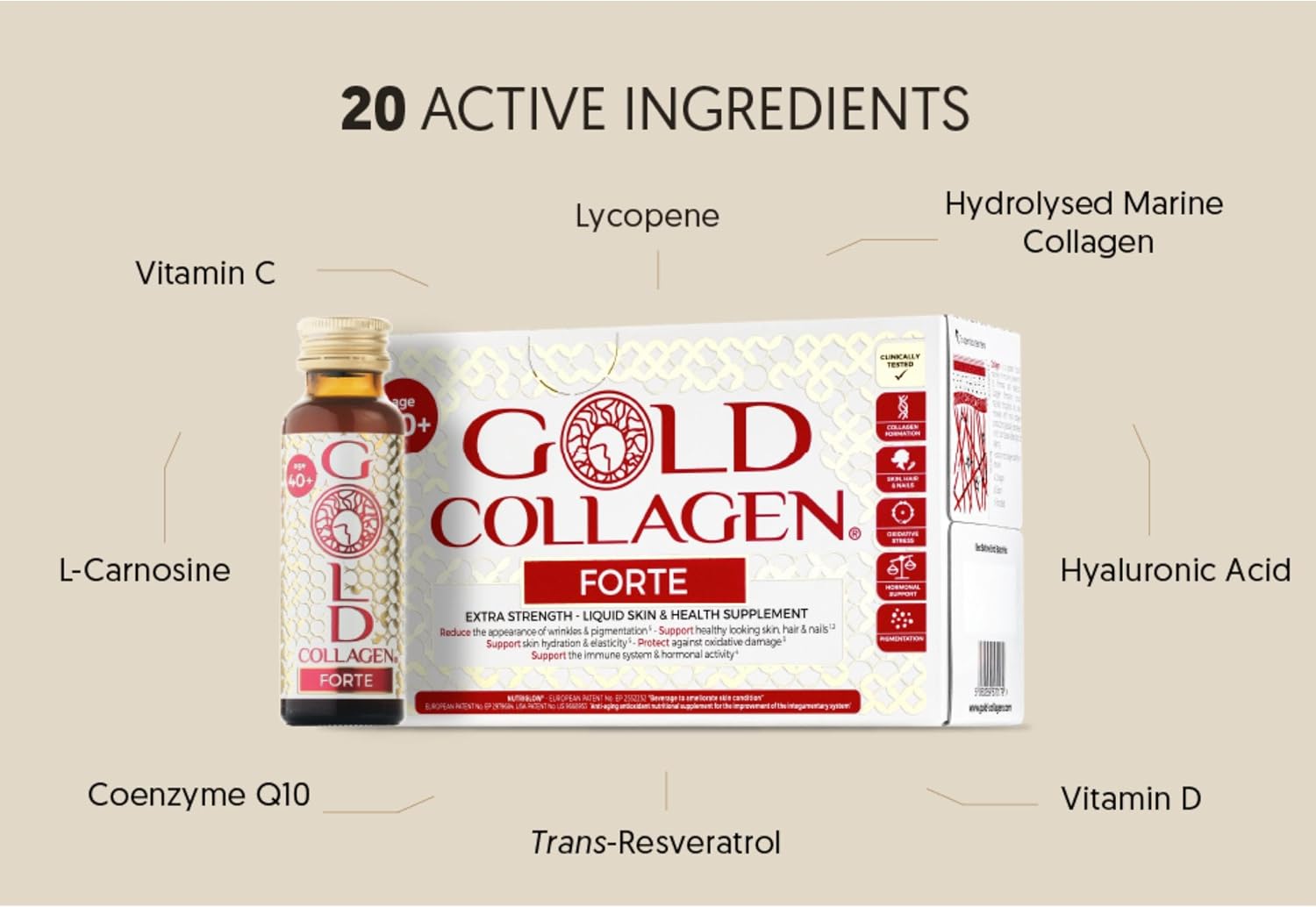 مکمل کلاژن‌ساز پوست، مو و مفاصل GOLD COLLAGEN مدل Forte، 1 بسته