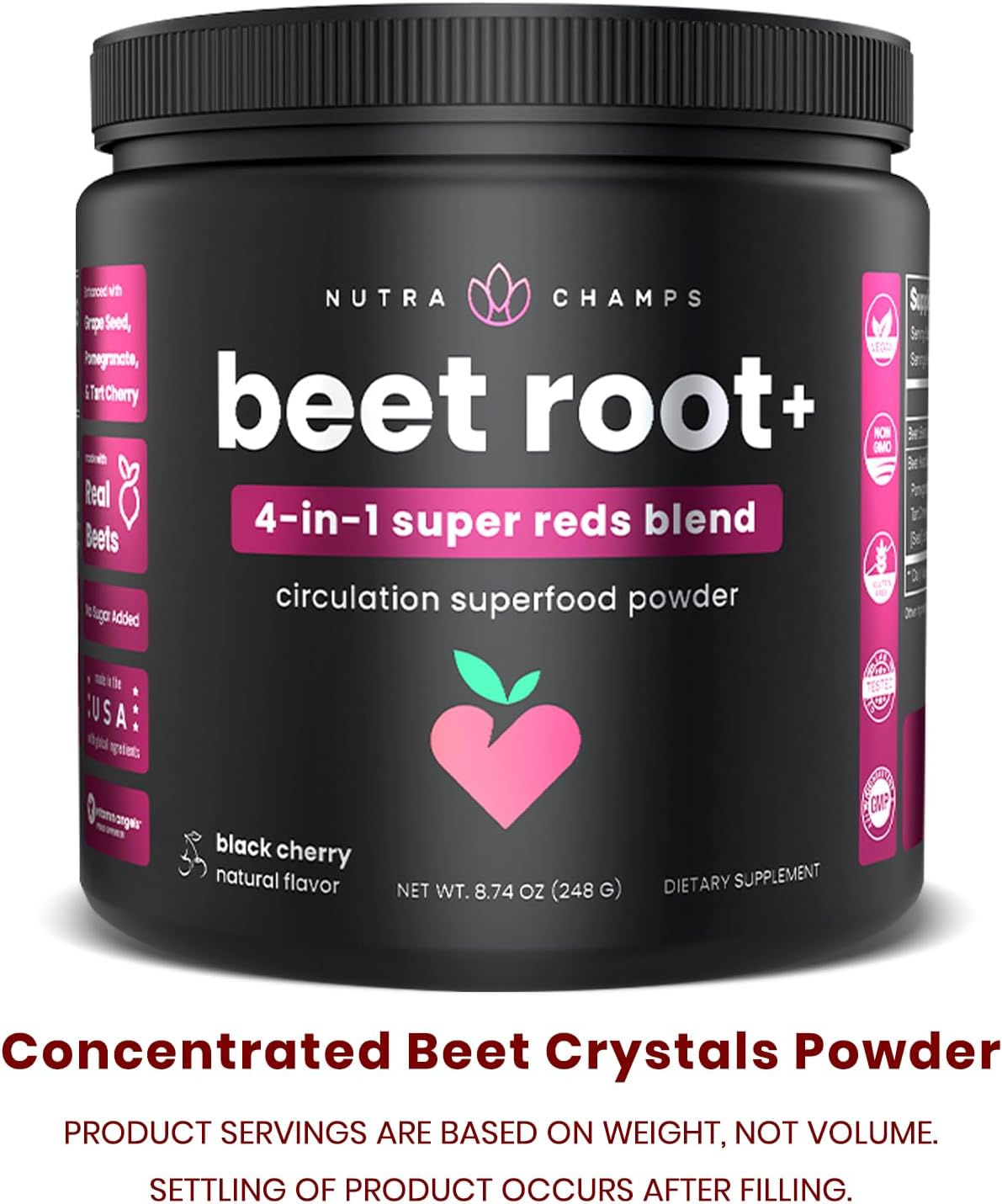 مکمل چغندر و تقویت نیتریک اکساید NutraChamps، طعم گیلاس سیاه