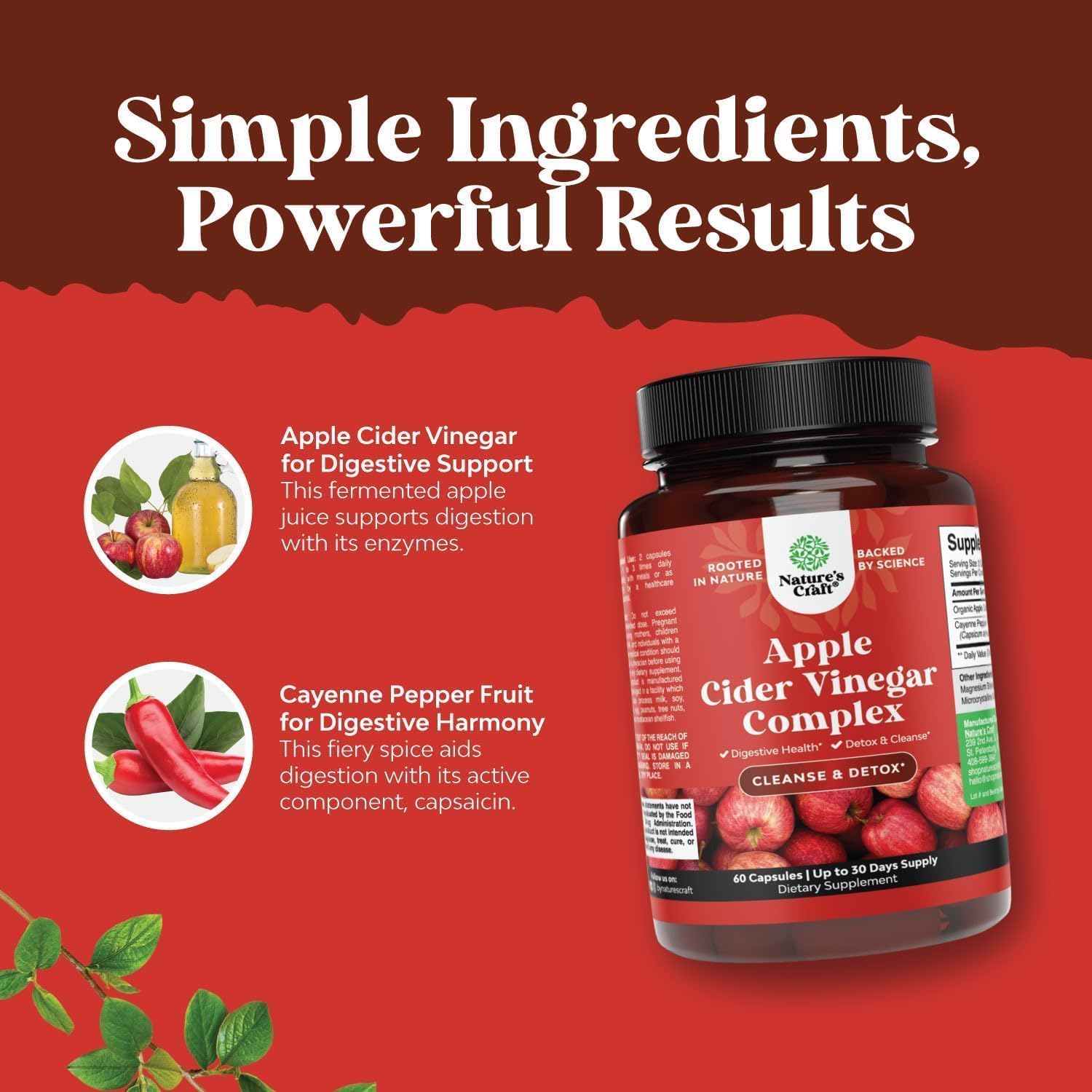 مکمل ترموژنیک و مدیریت وزن Natures Craft، 1000 میلی‌گرم، طعم سیب