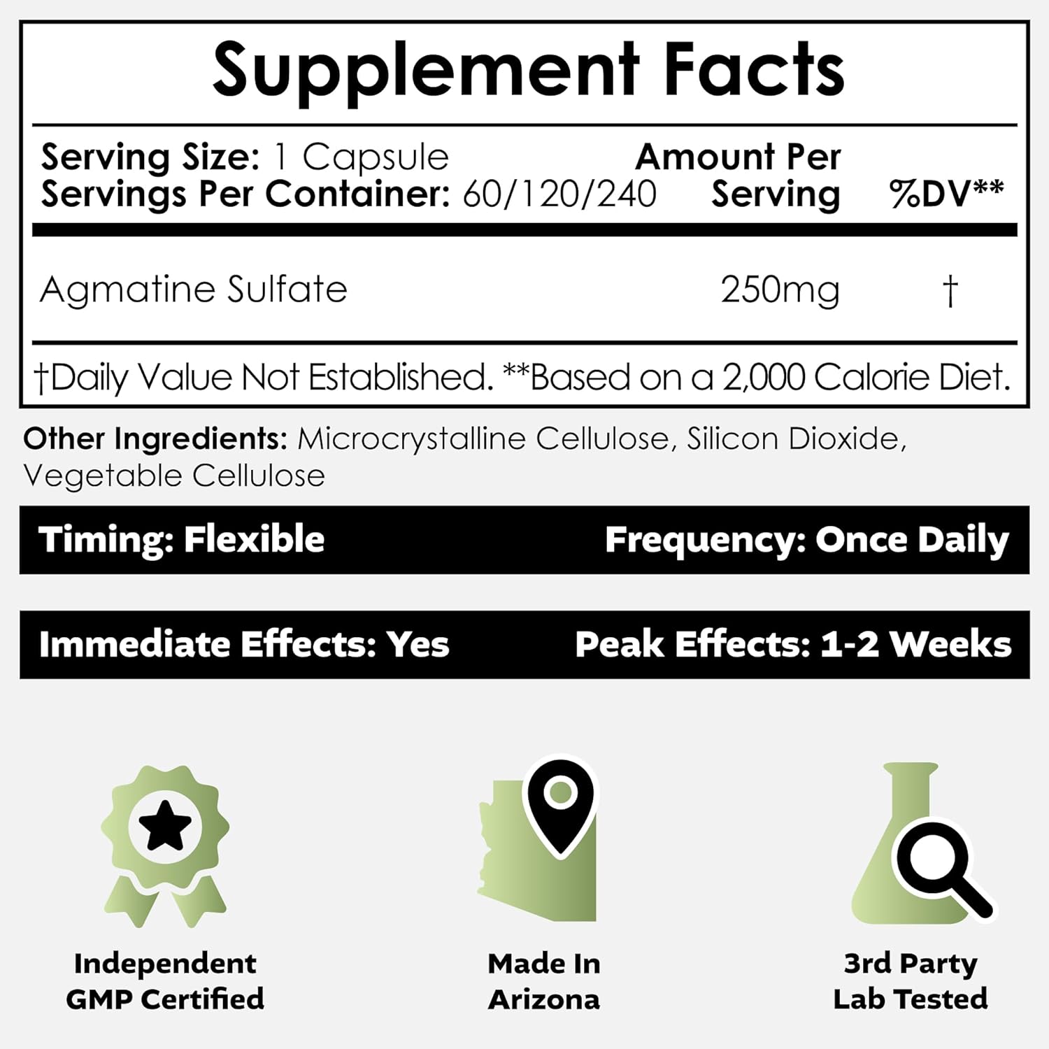 مکمل آمینواسید و ریکاوری Nootropics Depot مدل Agmatine Sulfate، 250 میلی‌گرم، 120 عدد