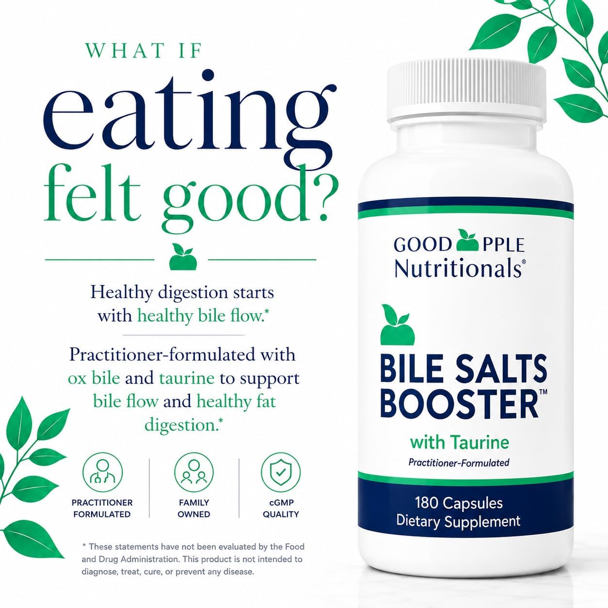 مکمل سلامت گوارش و روده GOODAPPLE NUTRITIONALS، 110 میلی‌گرم، 180 کپسول