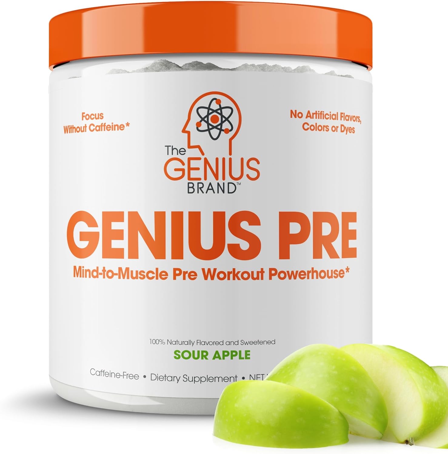 پری‌ورک‌اوت بدون کافئین The Genius Brand، طعم سیب ترش
