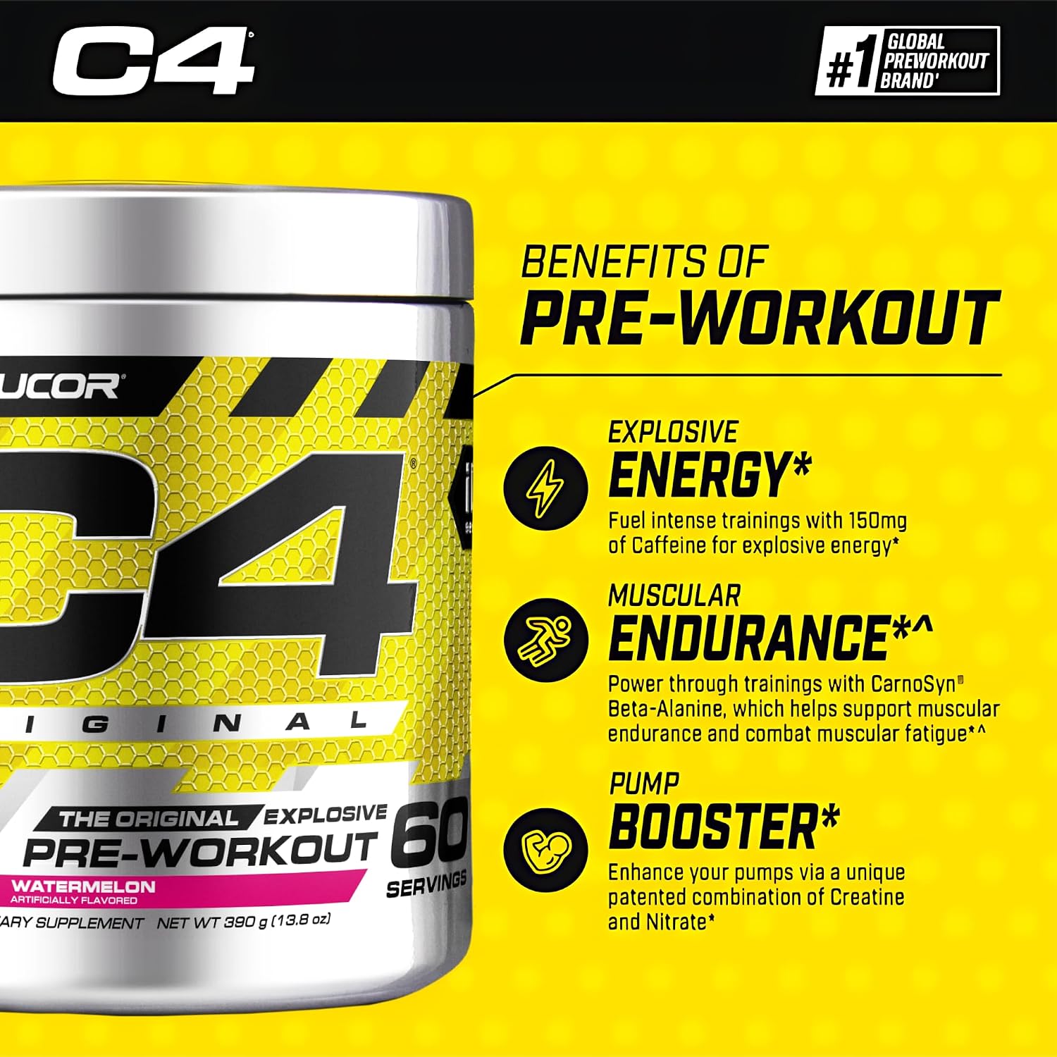 مکمل پری‌ورک‌اوت Cellucor مدل C4 Original، 50 وعده، طعم هندوانه