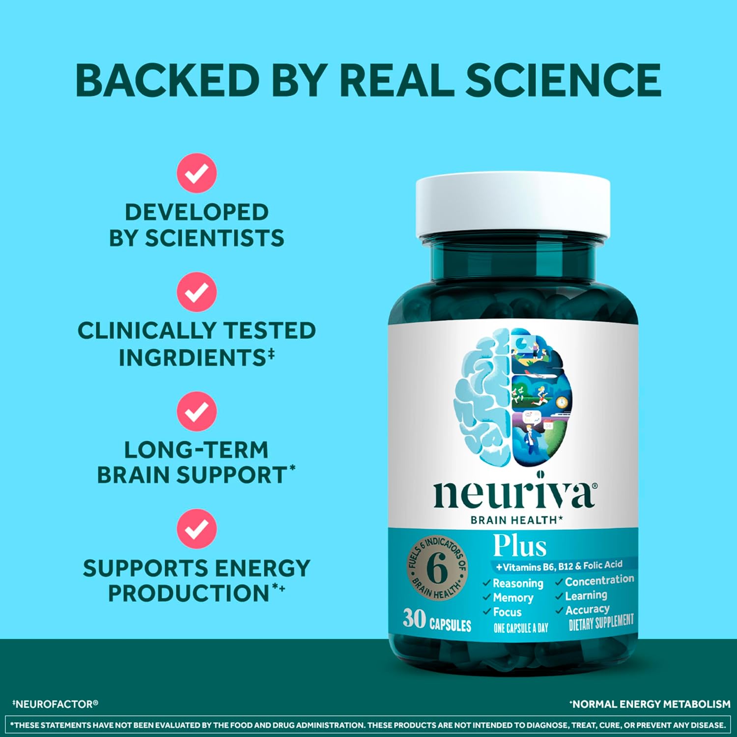 مکمل نوتروپیک حافظه و تمرکز NEURIVA، 30 کپسول