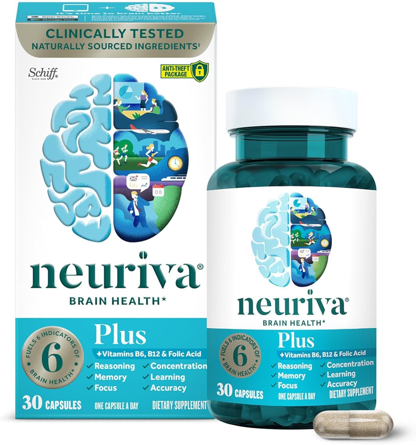 مکمل نوتروپیک حافظه و تمرکز NEURIVA، 30 کپسول