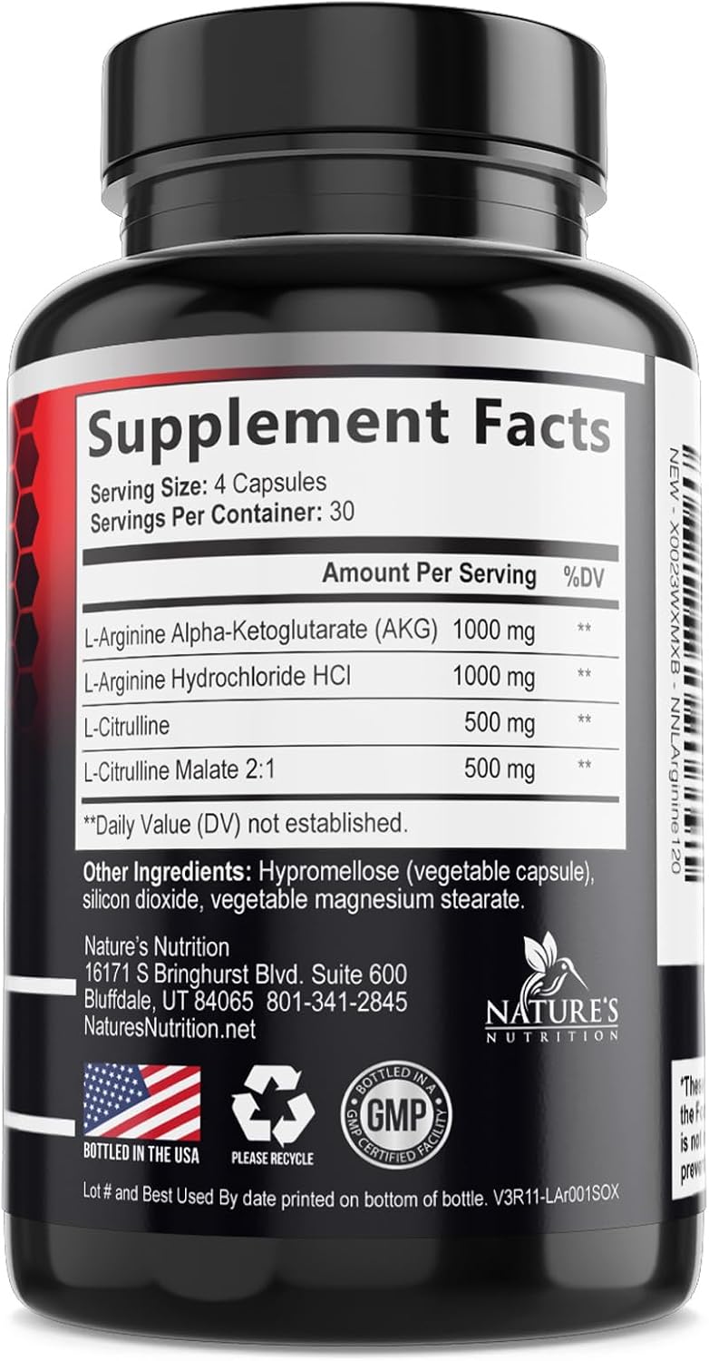 مکمل نیتریک اکساید و پمپ عضلانی Nature's Nutrition، 120 کپسول