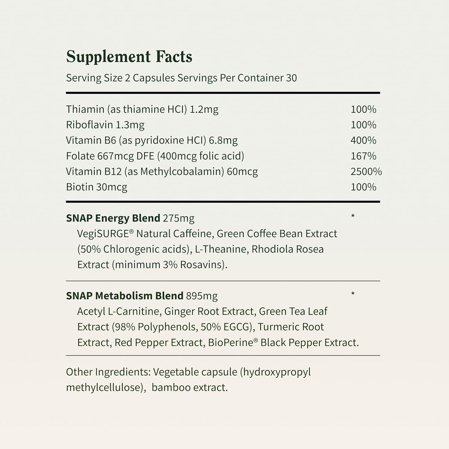 مکمل انرژی و استقامت Snap Supplements، 60 کپسول