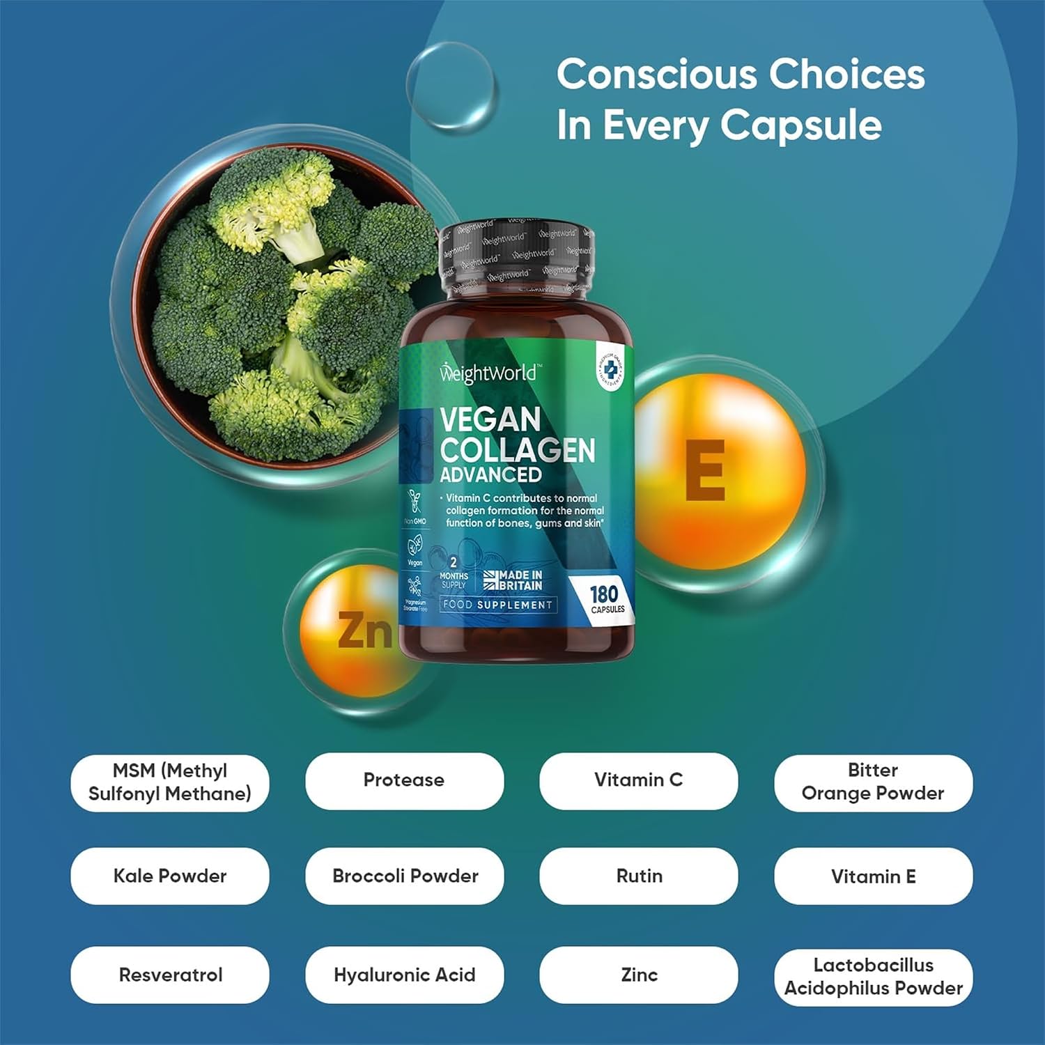 مکمل کلاژن‌ساز پوست، مو و مفاصل WeightWorld مدل Collagen Booster، 180 کپسول