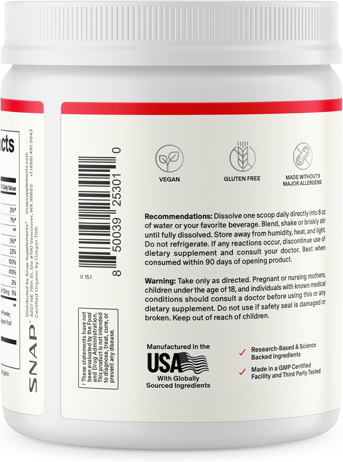 مکمل چغندر و تقویت نیتریک اکساید Snap Supplements، 30 وعده