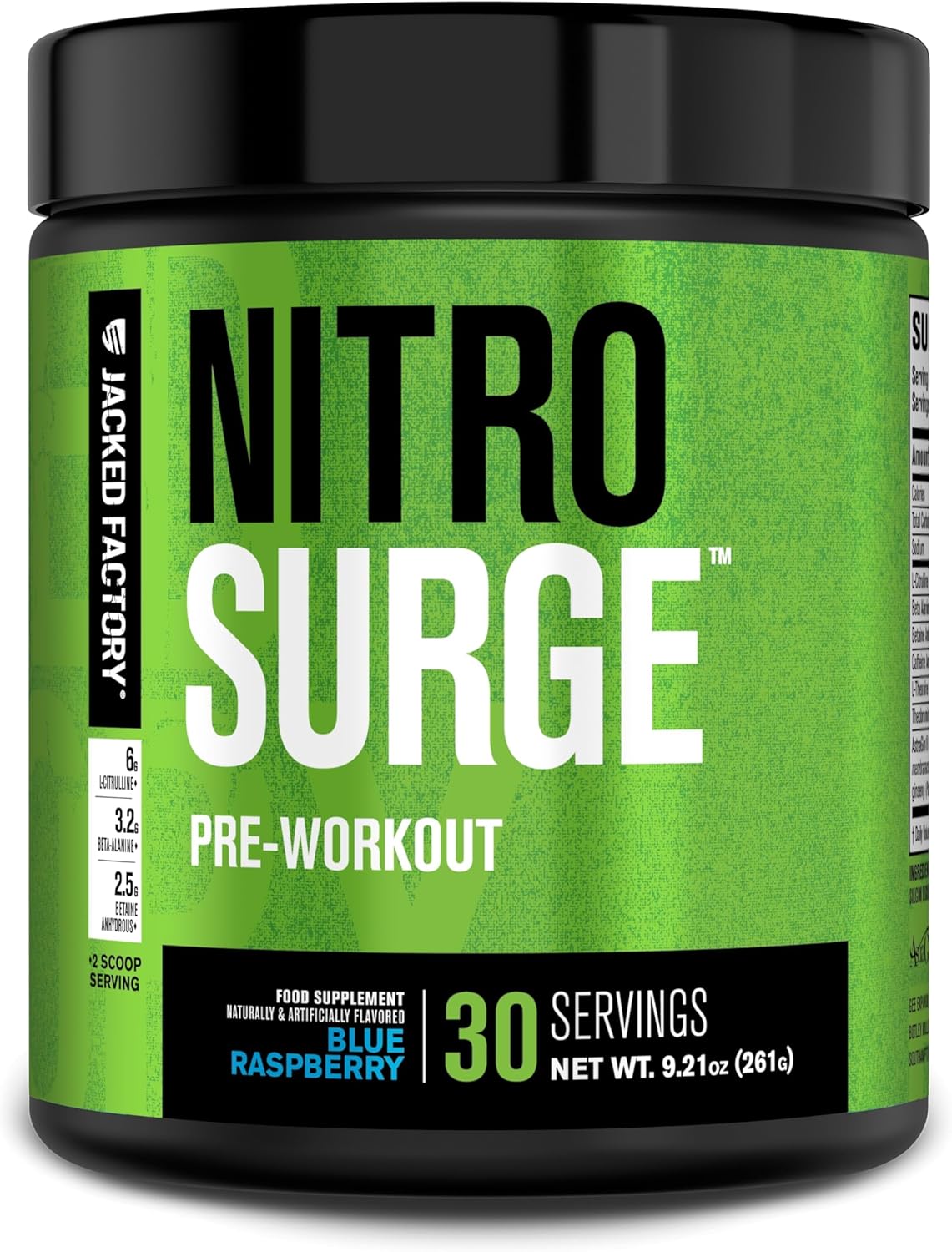 مکمل پری‌ورک‌اوت Jacked Factory مدل NITROSURGE، 30 وعده، طعم تمشک آبی