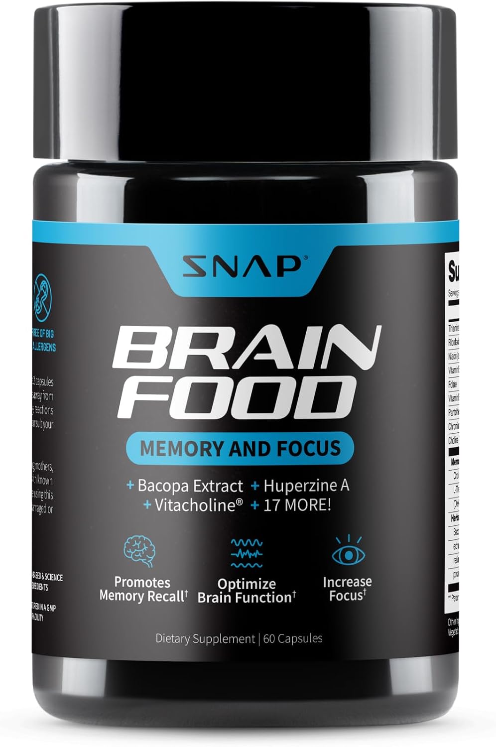 مکمل نوتروپیک حافظه و تمرکز Snap Supplements، 60 کپسول