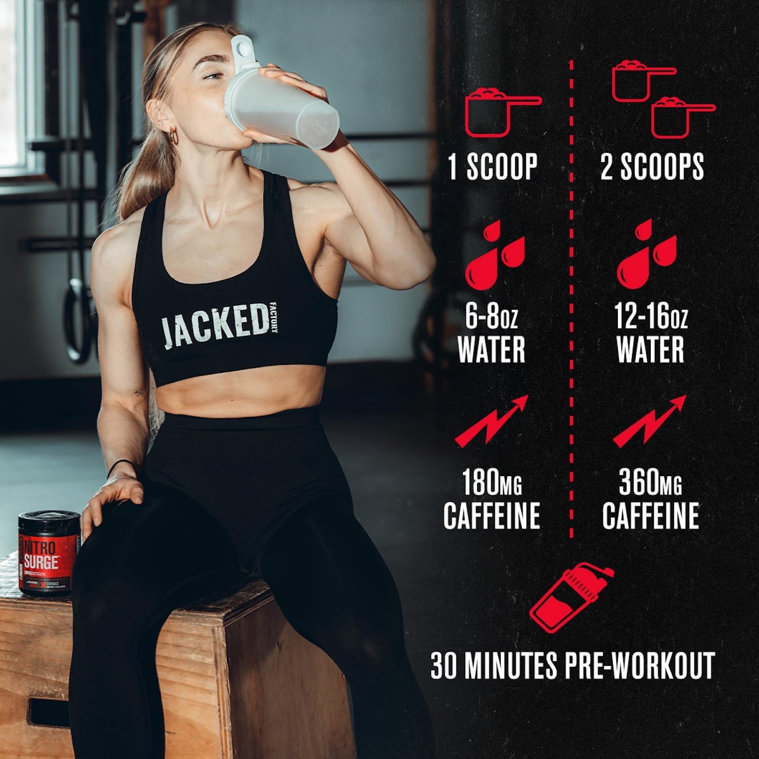 مکمل پری‌ورک‌اوت Jacked Factory مدل NITROSURGE Shred، طعم پانچ میوه