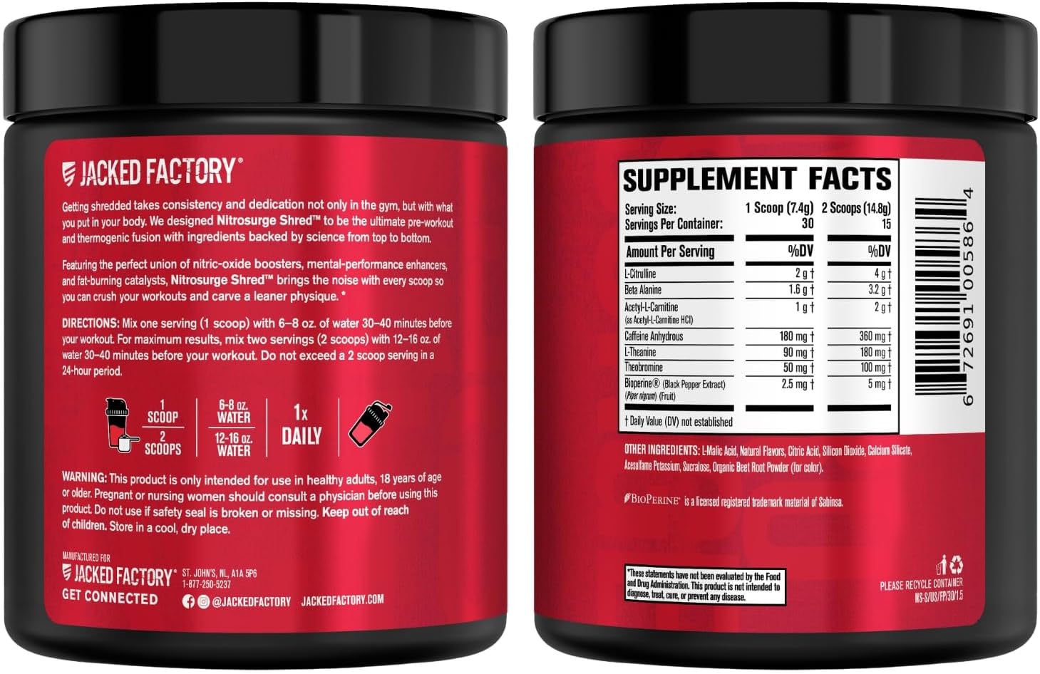 مکمل پری‌ورک‌اوت Jacked Factory مدل NITROSURGE Shred، طعم پانچ میوه