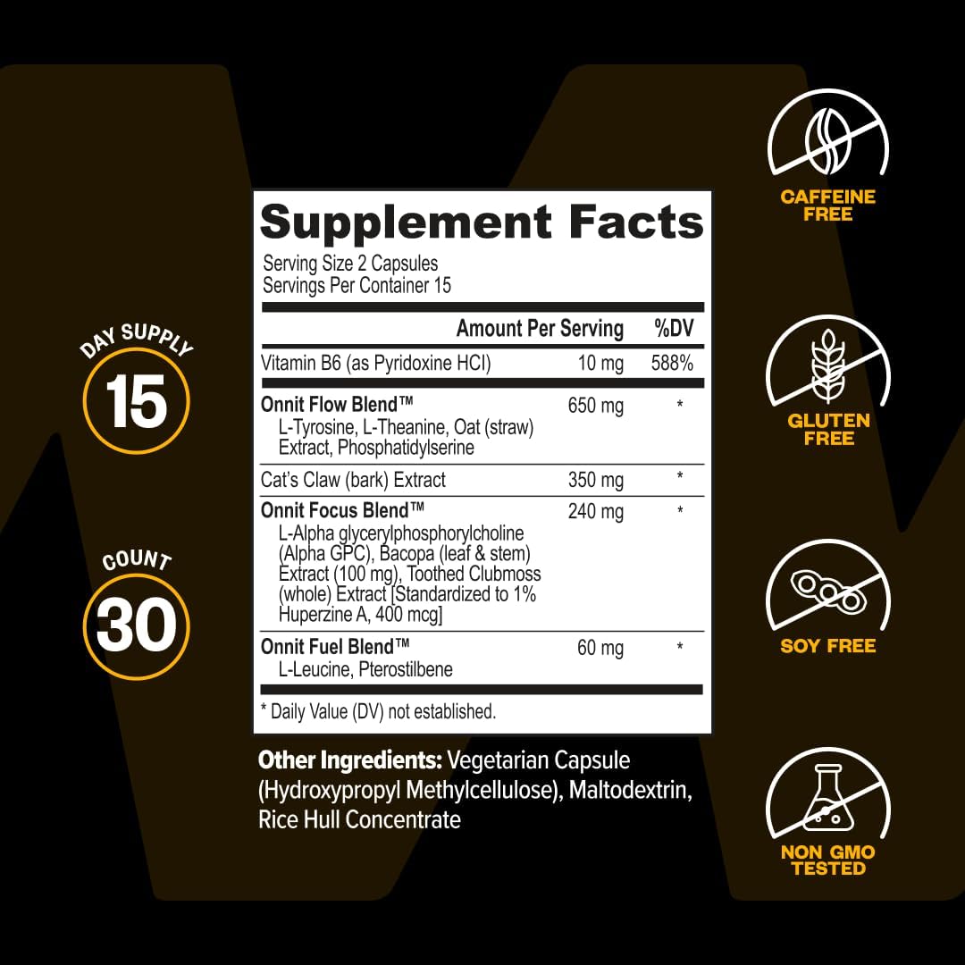 مکمل نوتروپیک حافظه و تمرکز ONNIT مدل Alpha Nootropic، 30 عدد