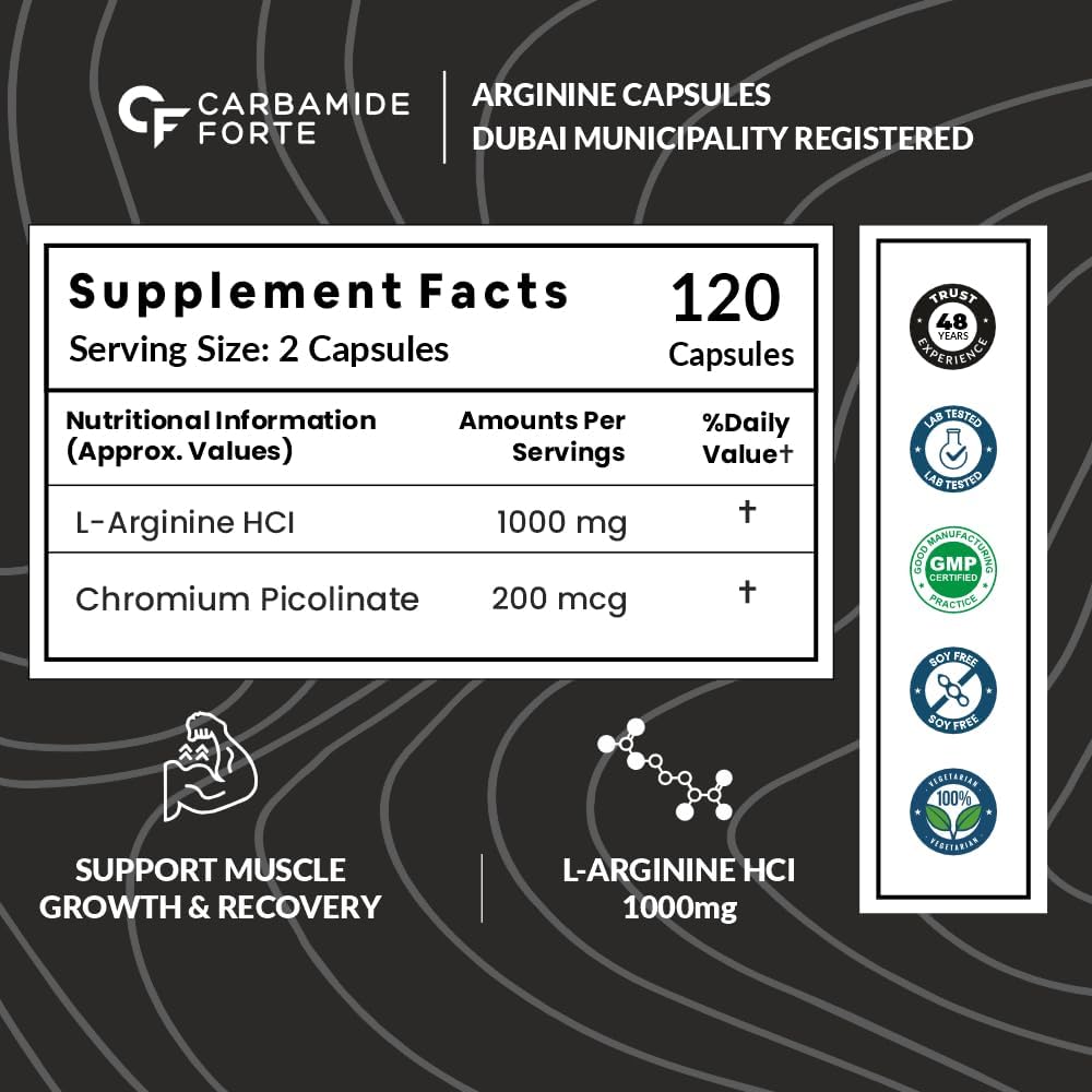 مکمل نیتریک اکساید و پمپ عضلانی Carbamide Forte، 1000 میلی‌گرم، 120 کپسول