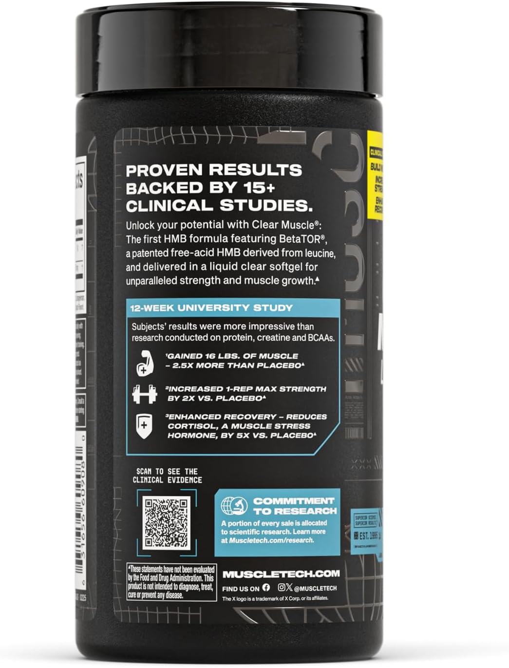 مکمل HMB و ریکاوری عضلات MuscleTech مدل Clear Muscle، 1000 میلی‌گرم، 42 سافت‌ژل