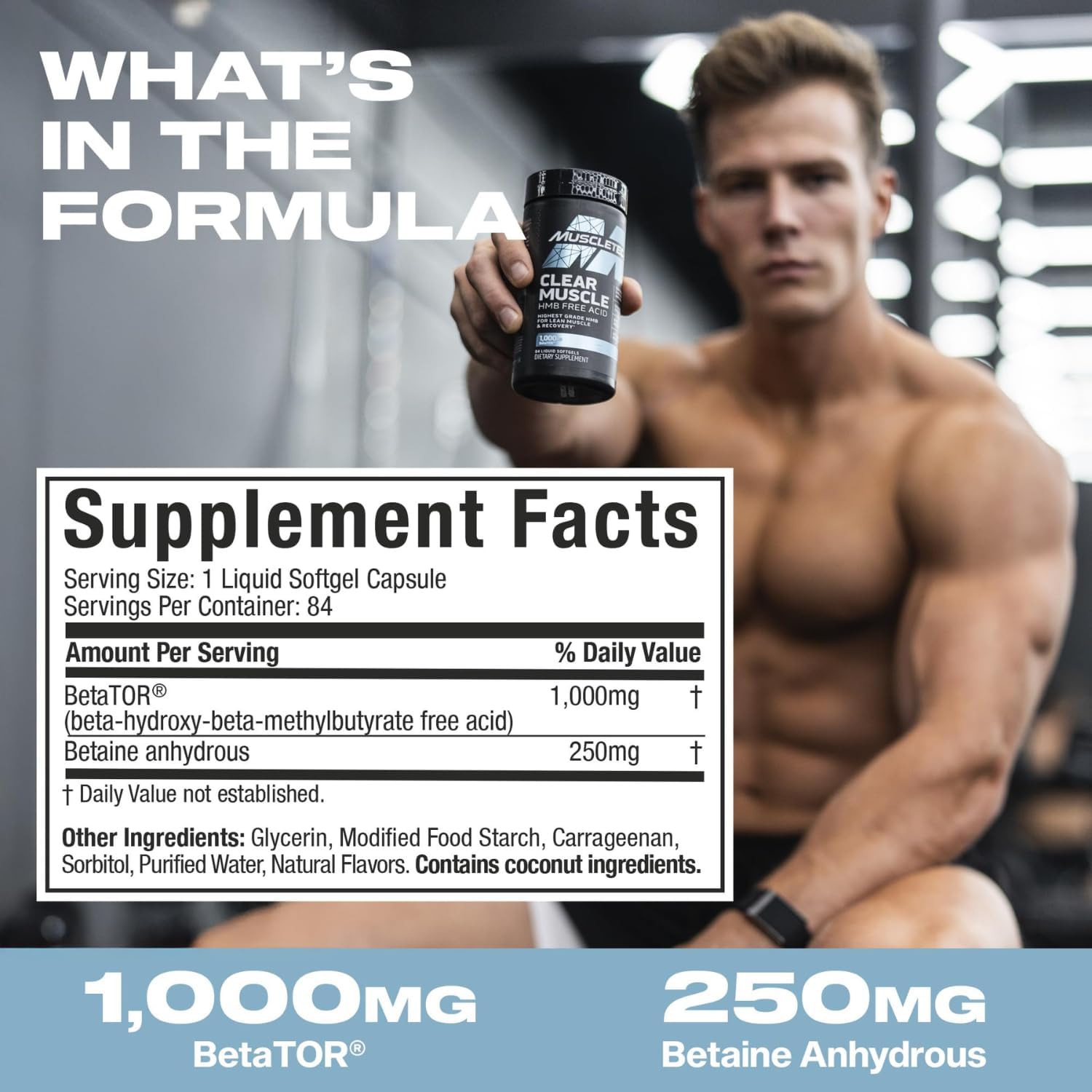 مکمل HMB و ریکاوری عضلات MuscleTech مدل Clear Muscle، 1000 میلی‌گرم، 42 سافت‌ژل