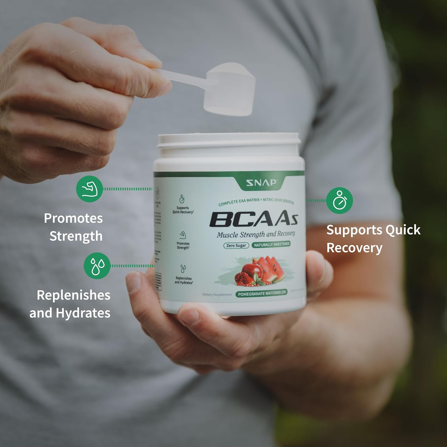 مکمل پری‌ورک‌اوت Snap Supplements، 5 گرم، 30 وعده، طعم انار و هندوانه