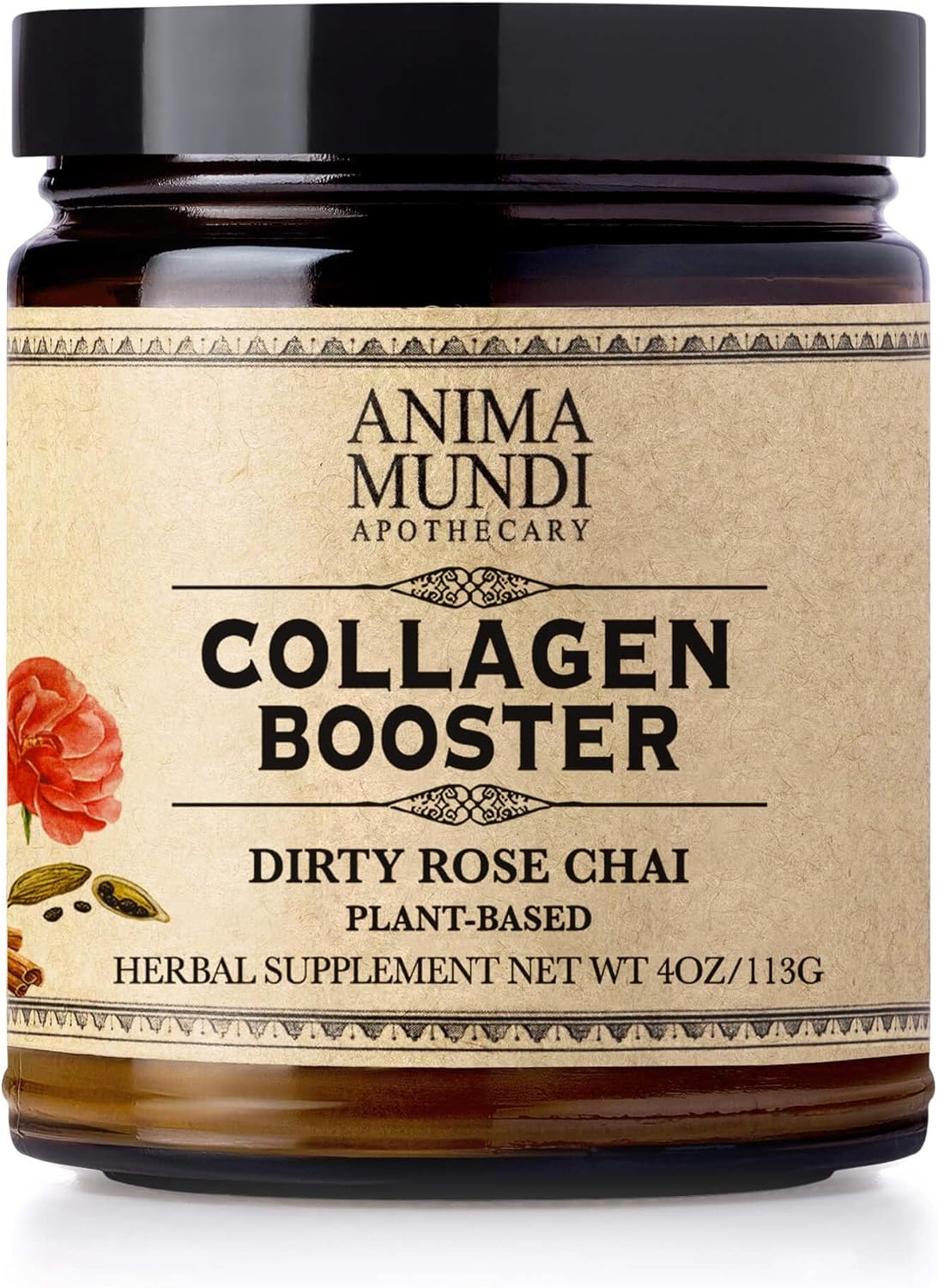 پودر کلاژن‌ساز Anima Mundi Apothecary مدل Collagen Booster، 4 اونس، طعم وانیل، رز و چای ادویه‌ای