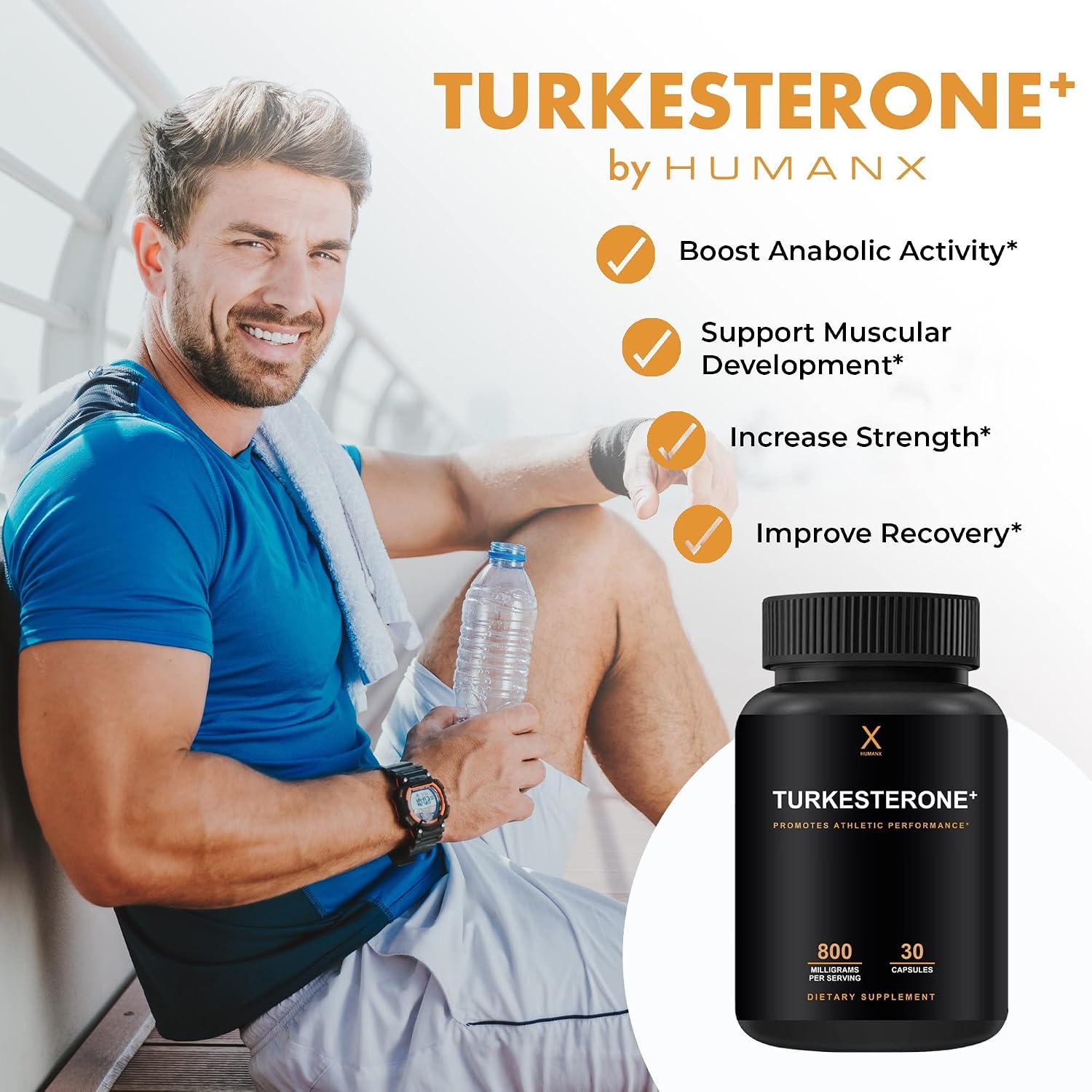 مکمل Turkesterone برای عملکرد ورزشی HUMANX مدل Turkesterone+، 800 میلی‌گرم
