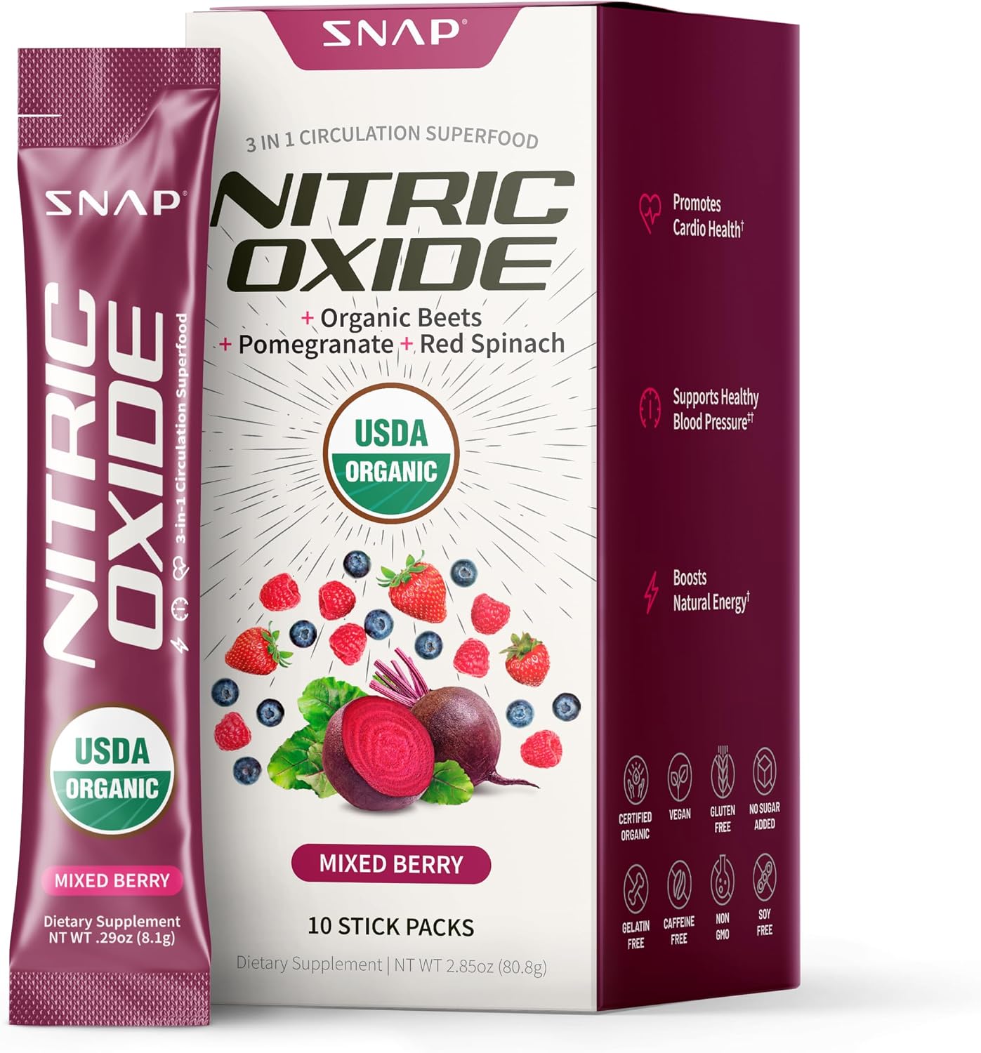 مکمل چغندر و تقویت نیتریک اکساید Snap Supplements، طعم انار