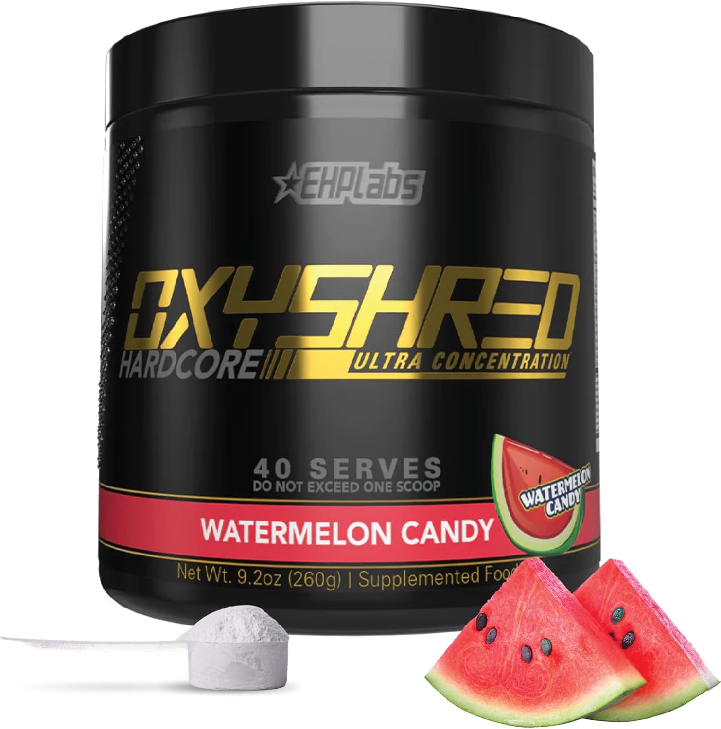 مکمل پری‌ورک‌اوت EHP LABS مدل OxyShred HARDCORE، 40 وعده، طعم هندوانه