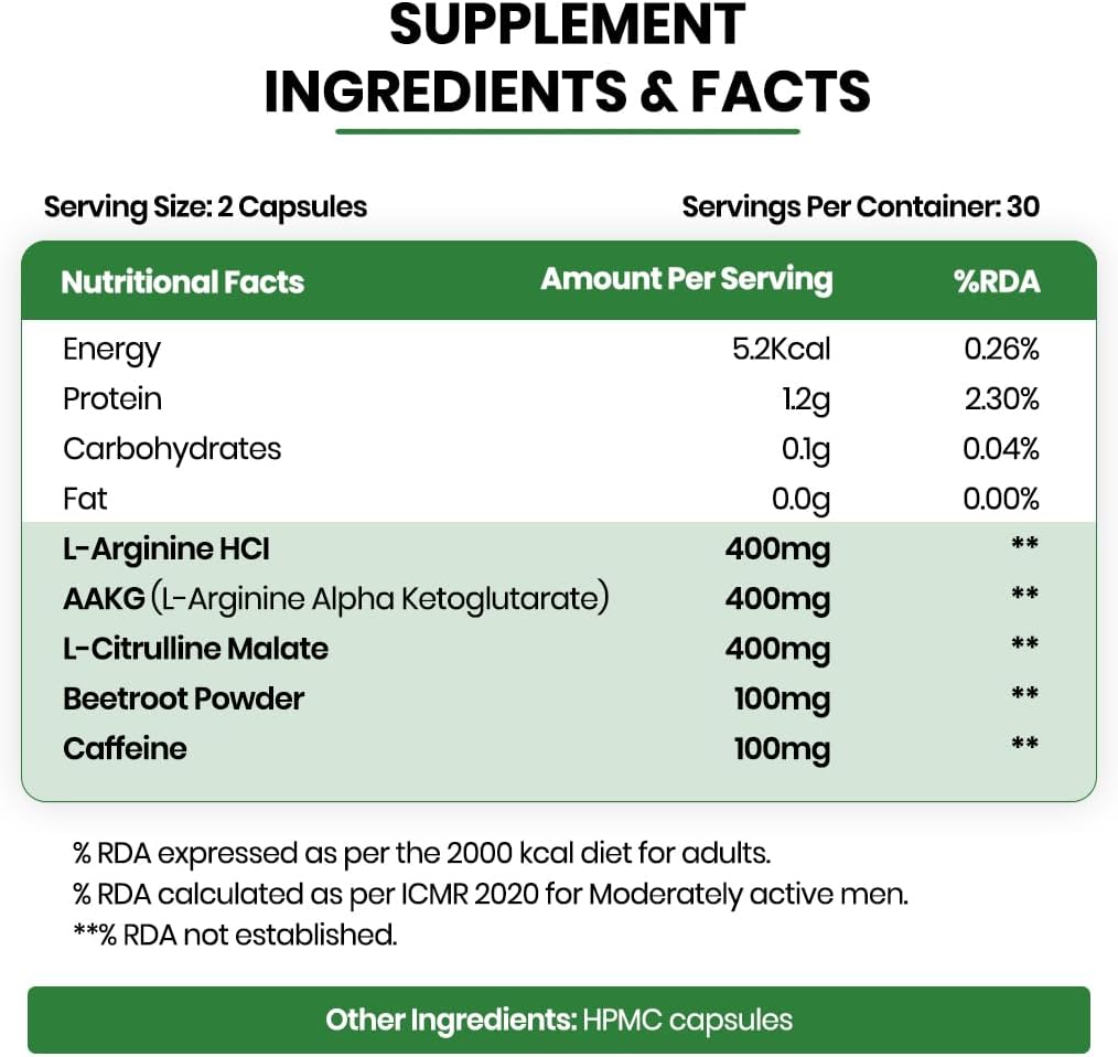 مکمل نیتریک اکساید و پمپ عضلانی HIMALAYAN ORGANICS، 1400 میلی‌گرم، 60 کپسول