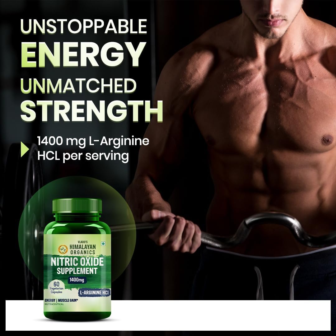 مکمل نیتریک اکساید و پمپ عضلانی HIMALAYAN ORGANICS، 1400 میلی‌گرم، 60 کپسول
