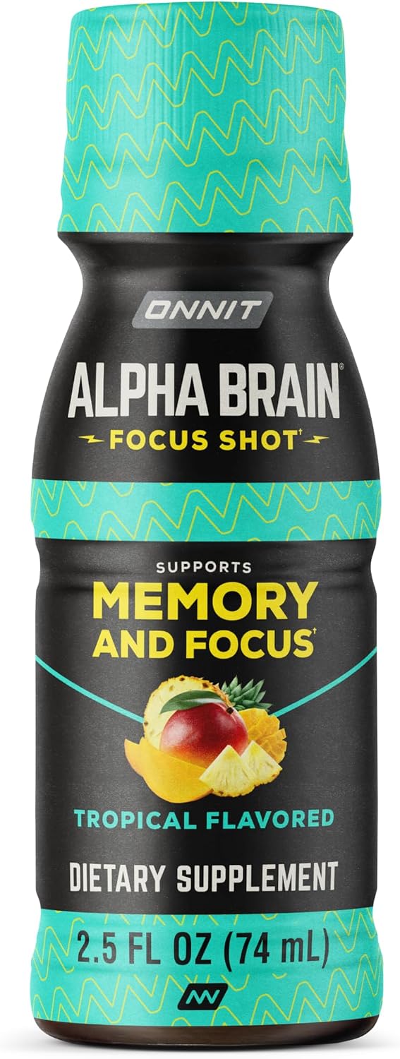 نوشیدنی نوتروپیک انرژی و تمرکز ONNIT مدل Alpha BRAIN، 2.5 اونس مایع، 6 عدد، طعم استوایی