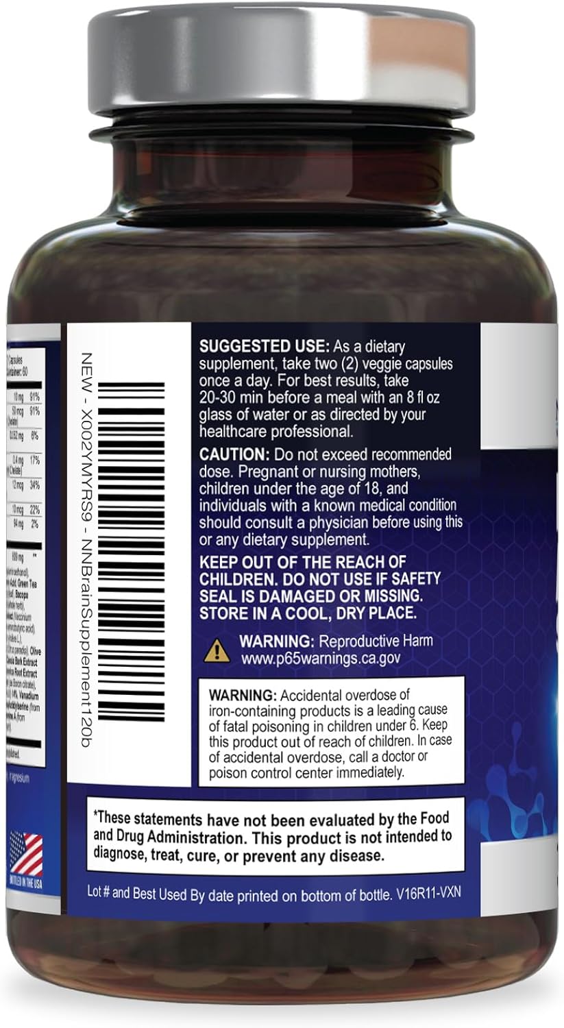 مکمل نوتروپیک حافظه و تمرکز Nature's Nutrition، 120 کپسول