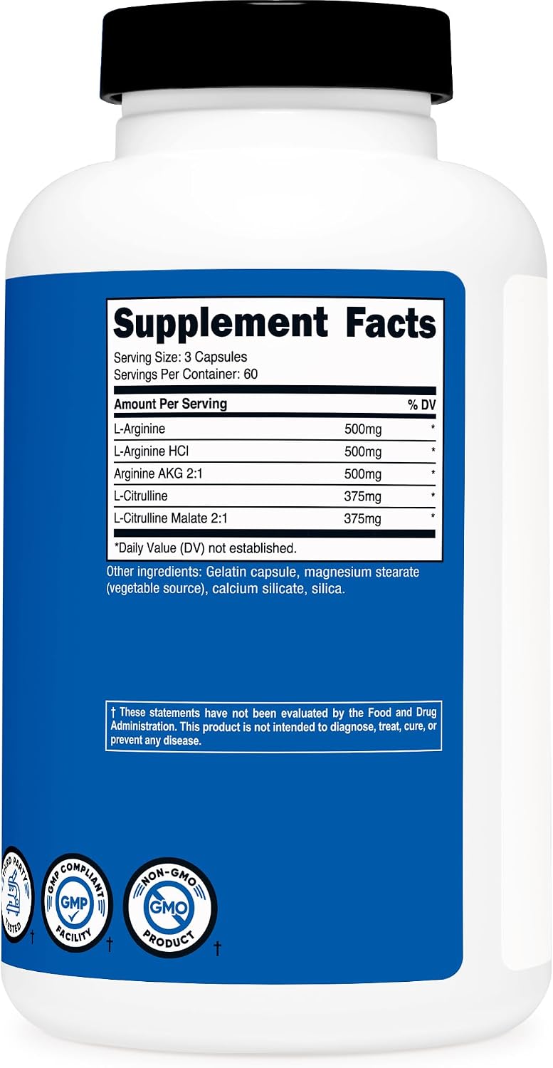 مکمل نیتریک اکساید و پمپ عضلانی Nutricost، 2250 میلی‌گرم، 60 وعده