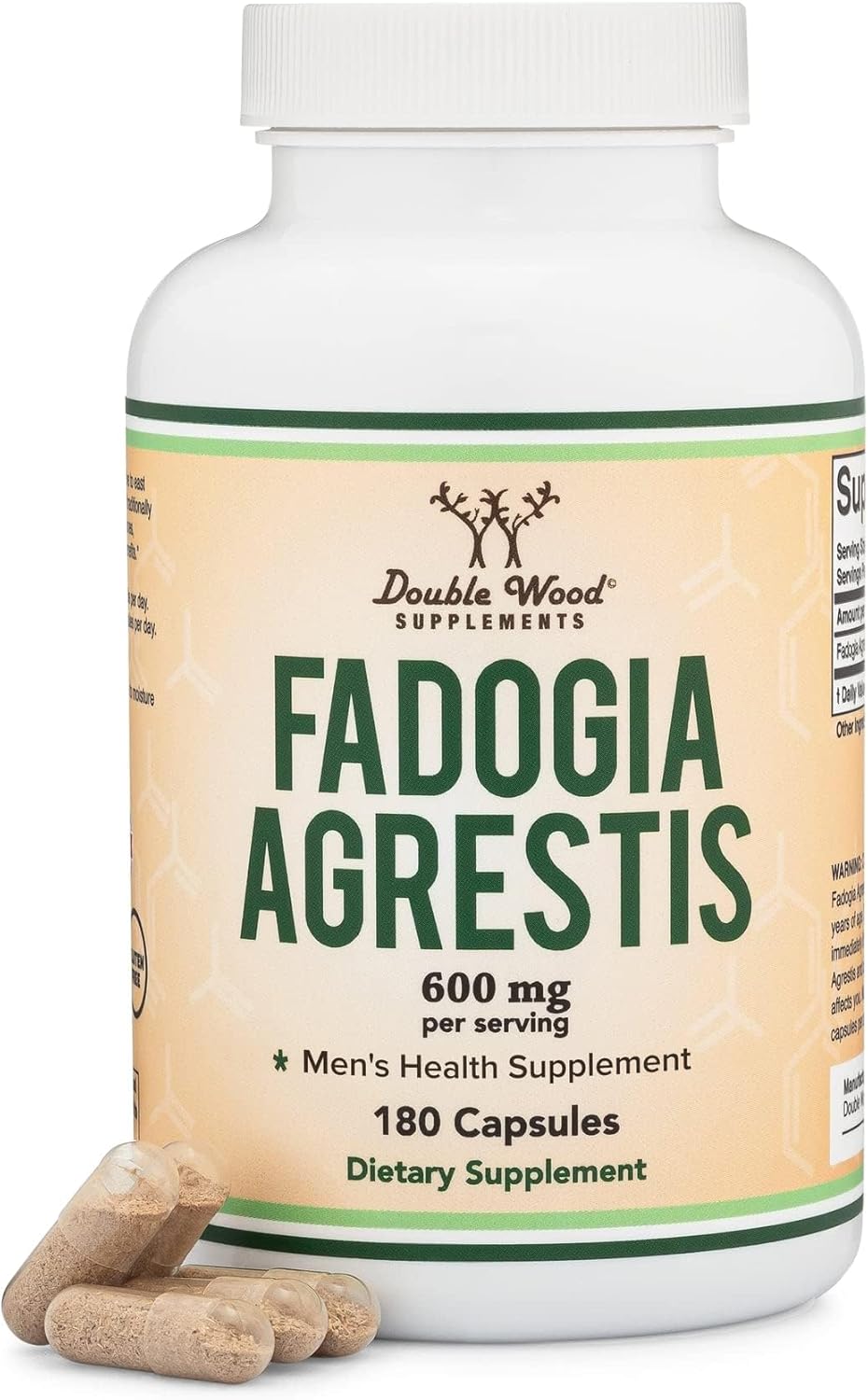 مکمل تقویت عملکرد مردان Double Wood Supplements مدل Fadogia Agrestis، 600 میلی‌گرم، 180 کپسول
